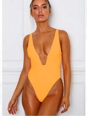 NWT S white fox Deep V Swimsuit Orange POOLSIDE ONE PIECE
TANGERINE plunging